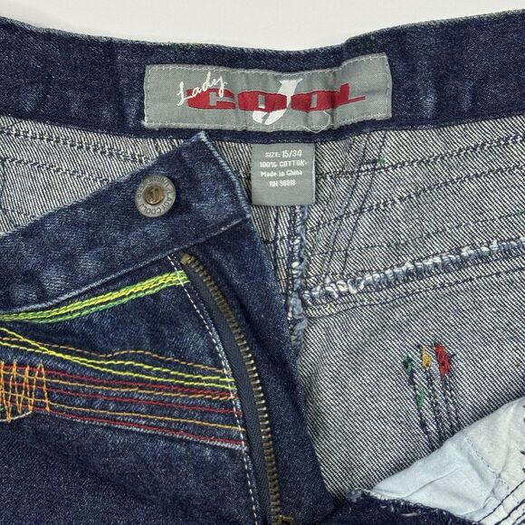 L.L. Cool J NWT Y2K Jeans Embroidered Baggy‎ Jeans Womens Size 32 - Picture 7 of 10